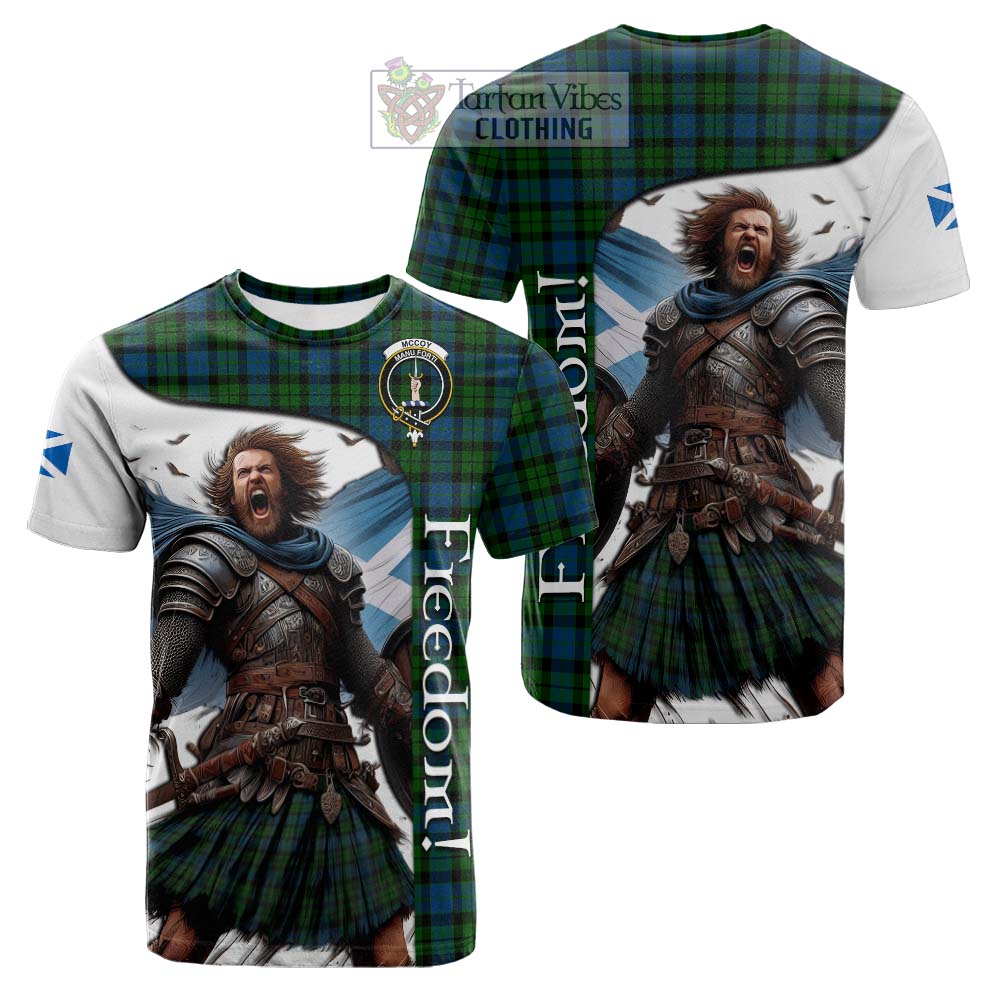 Tartan Vibes Clothing McCoy Crest Tartan Cotton T-shirt Inspired by the Freedom of Scottish Warrior