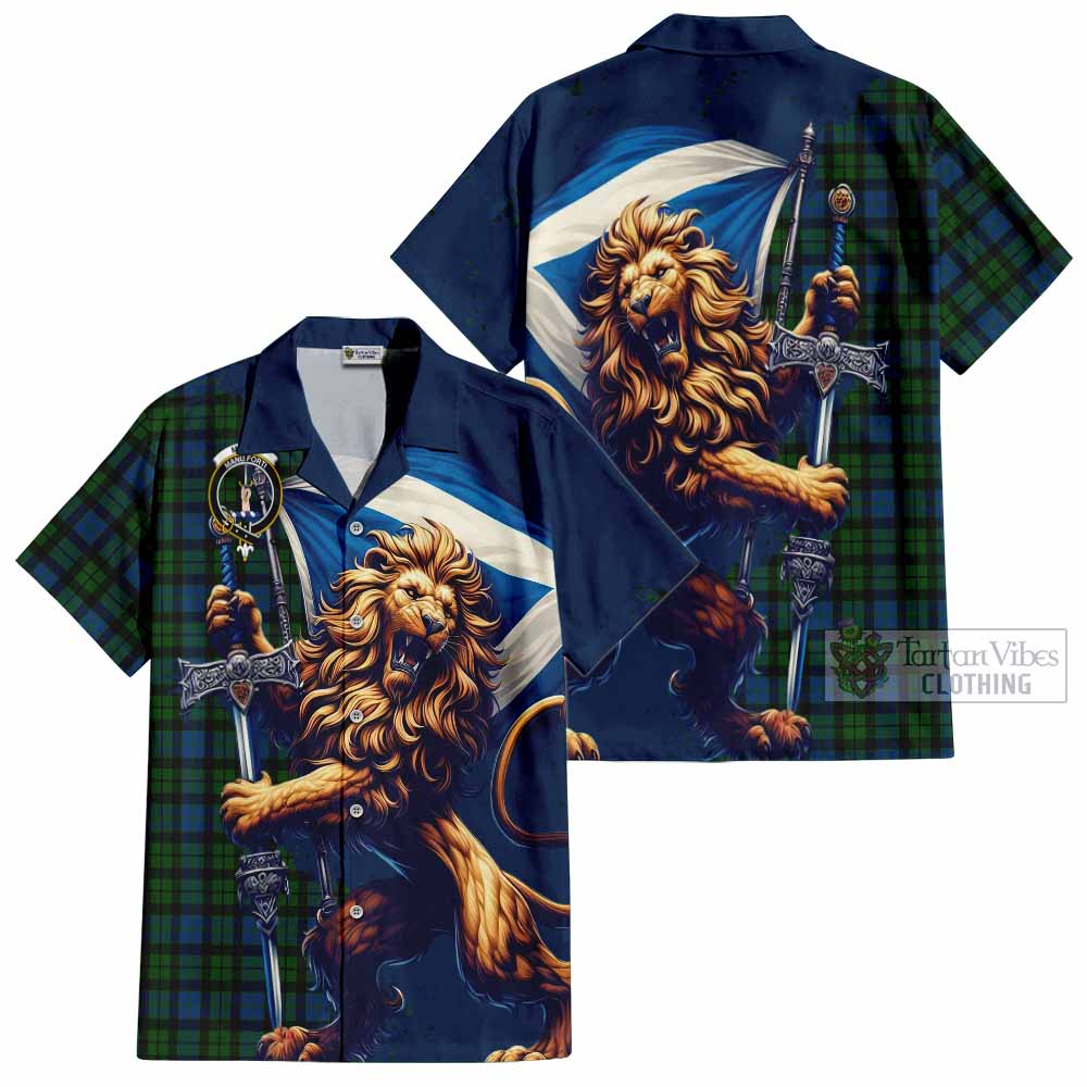 McCoy Tartan Family Crest Hawaiian Shirt with Scottish Majestic Lion - Tartan Vibes Clothing