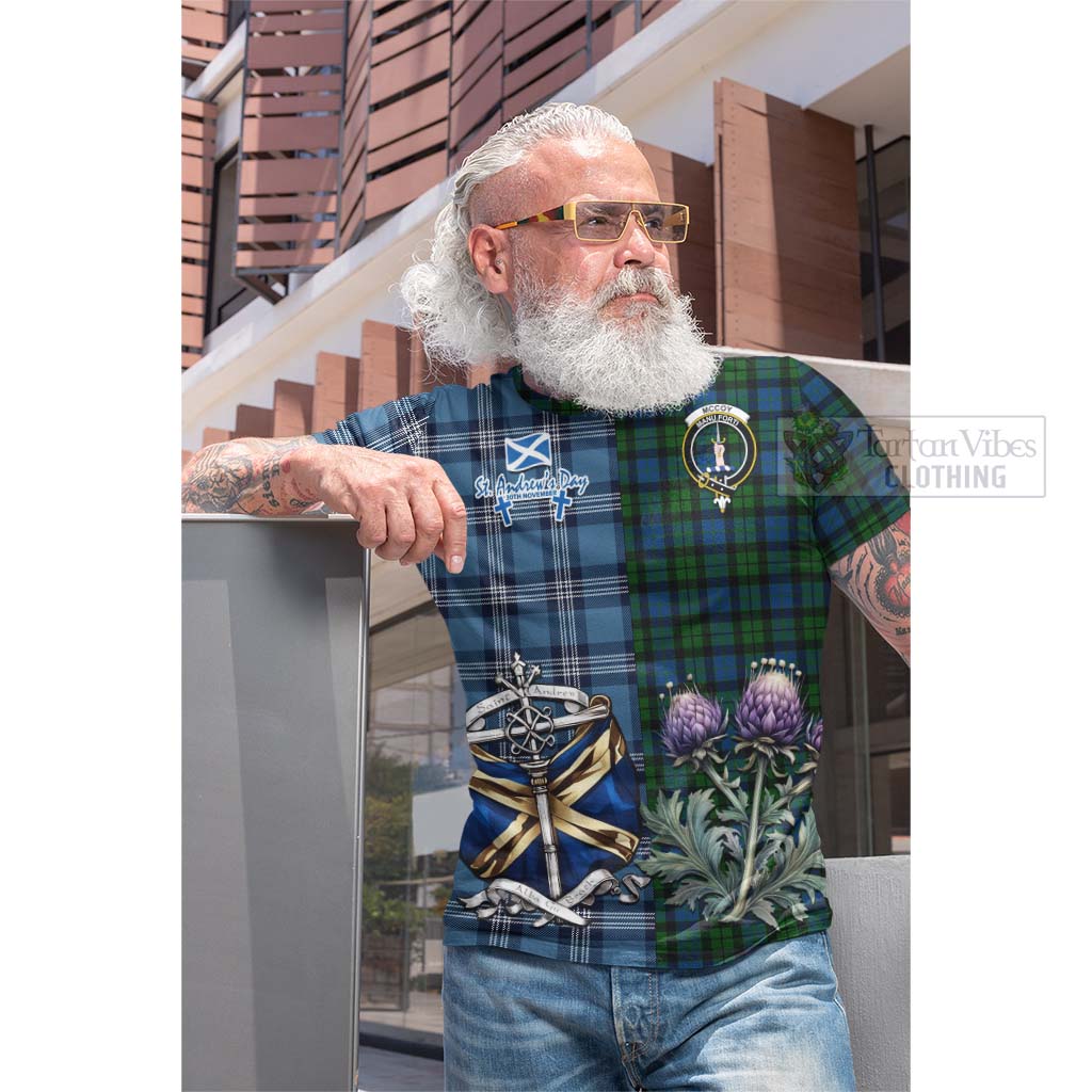 McCoy Tartan Cotton T-shirt Happy St. Andrew's Day Half Tartan Style - Tartan Vibes Clothing
