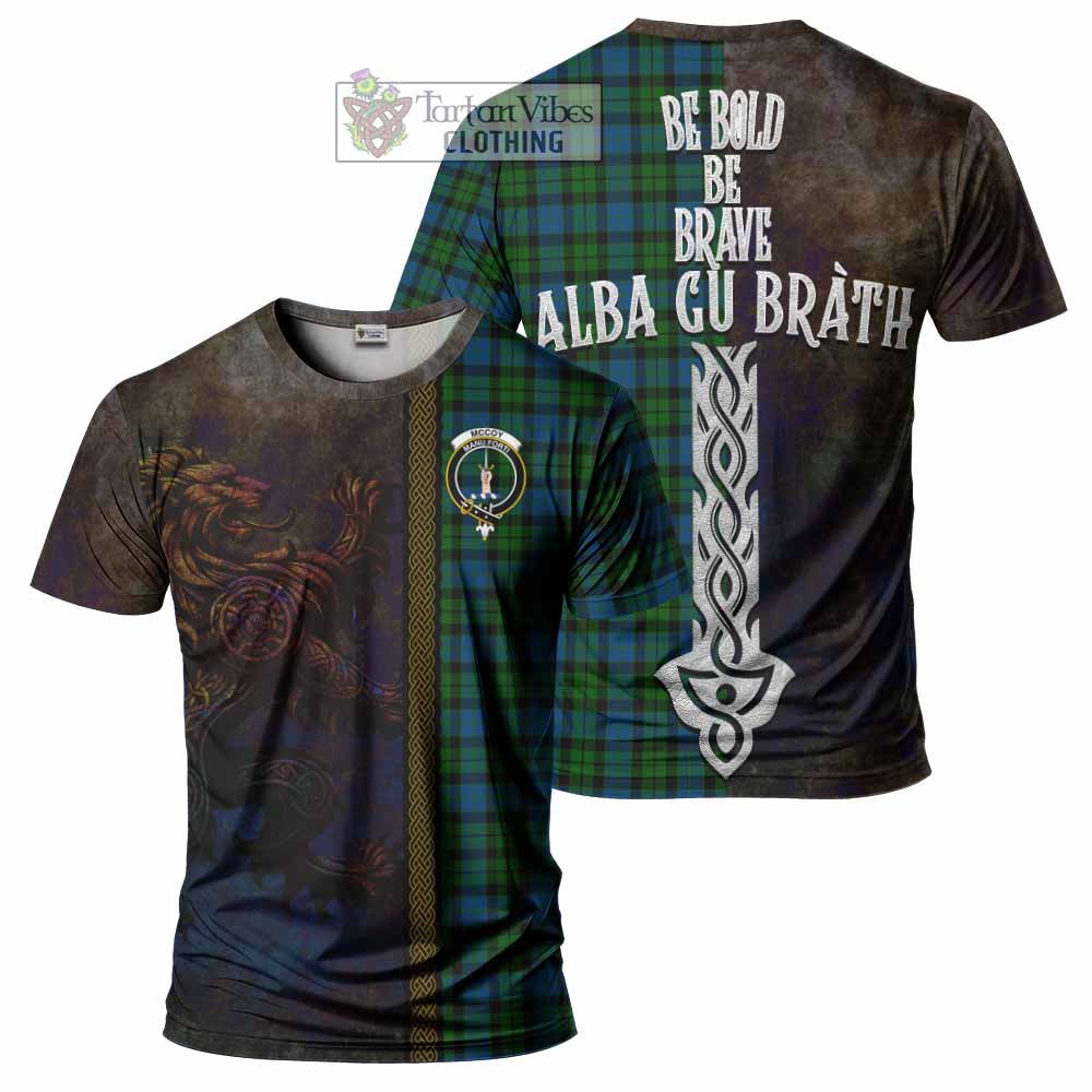 McCoy Tartan Family Crest T-Shirt Alba Gu Brath Be Brave Lion Ancient Style - Tartan Vibes Clothing