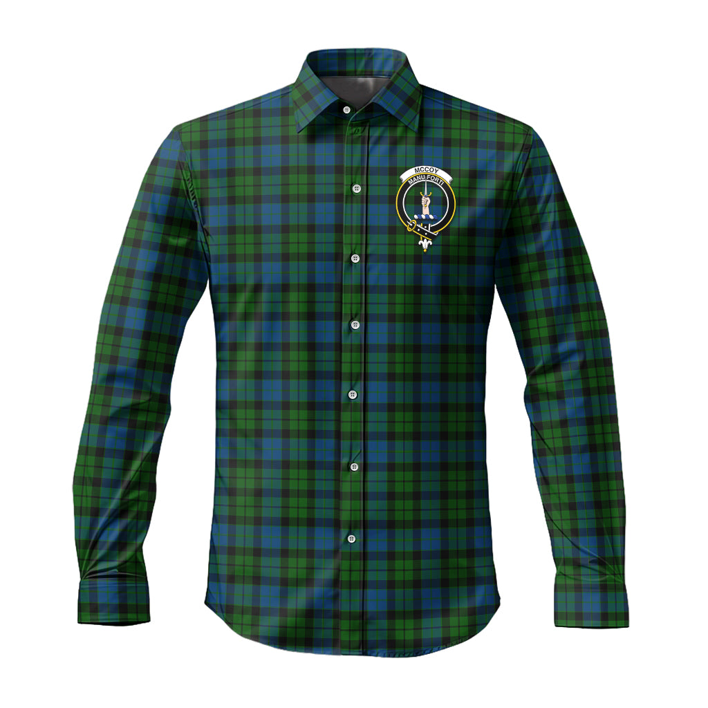 McCoy Tartan Long Sleeve Button Up Shirt with Family Crest Men's Shirt - Tartan Vibes Clothing