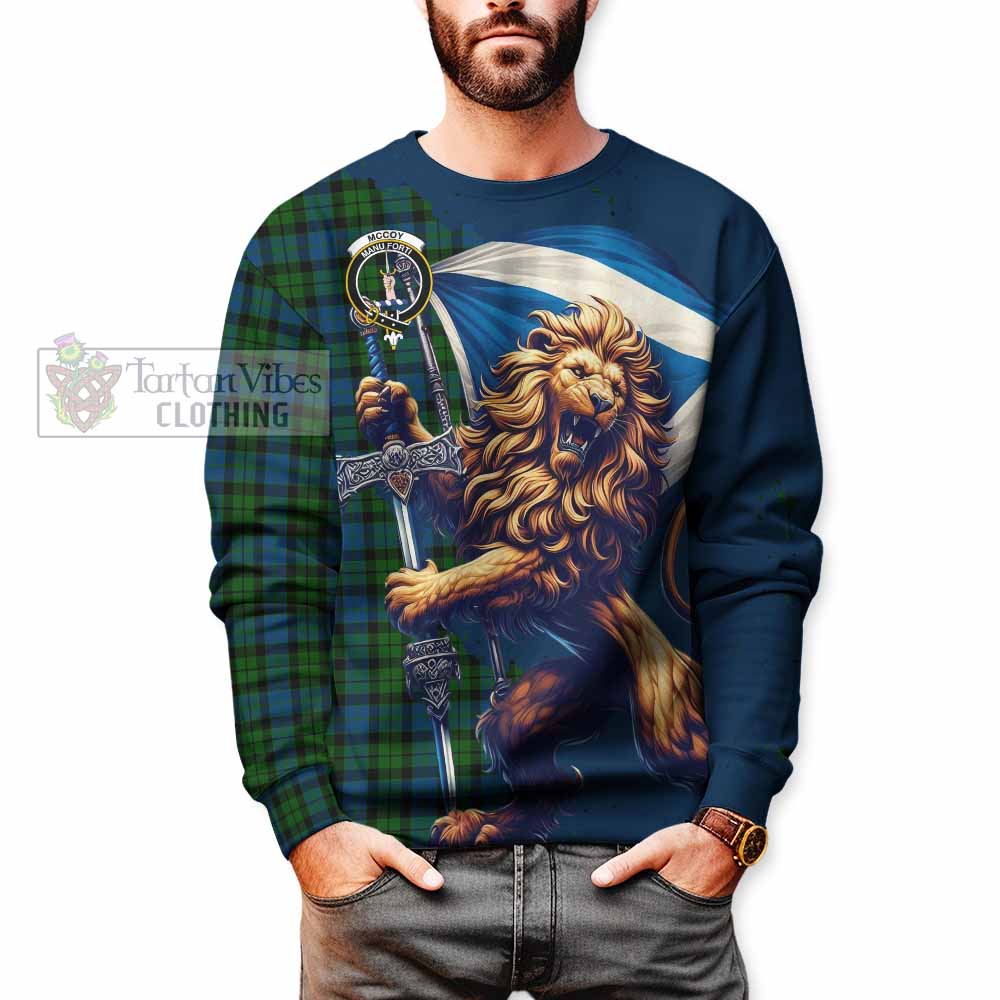 McCoy Tartan Family Crest Sweatshirt with Scottish Majestic Lion - Tartan Vibes Clothing