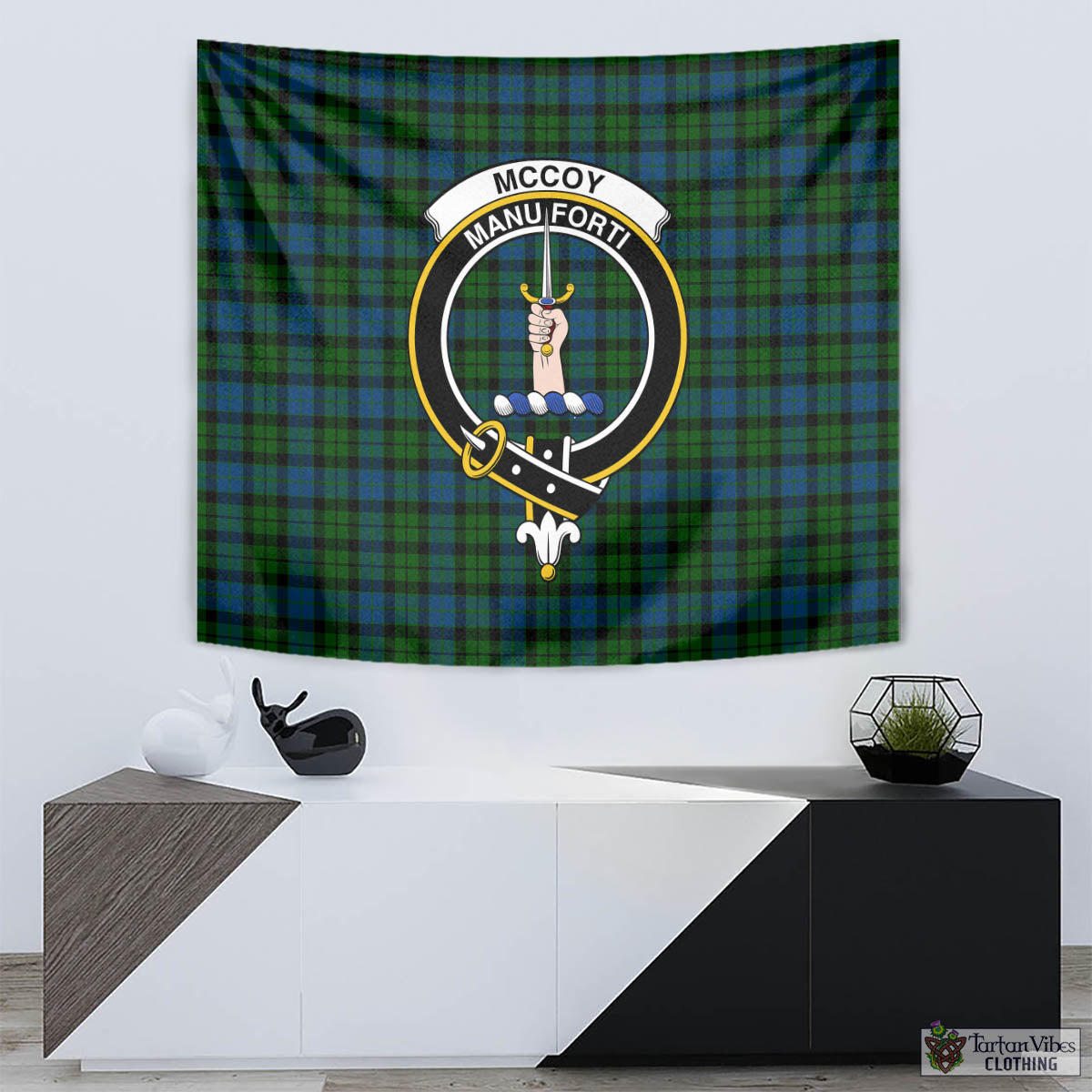 McCoy Tartan Tapestry Wall Hanging and Home Decor for Room with Family Crest - Tartan Vibes Clothing