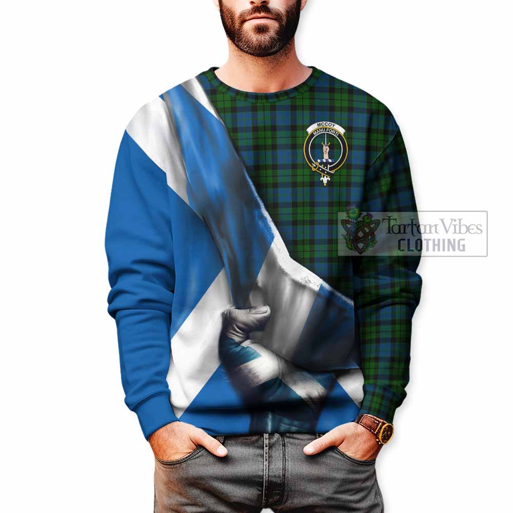 McCoy Tartan Sweatshirt with Family Crest Scotland Patriotic Style - Tartan Vibes Clothing