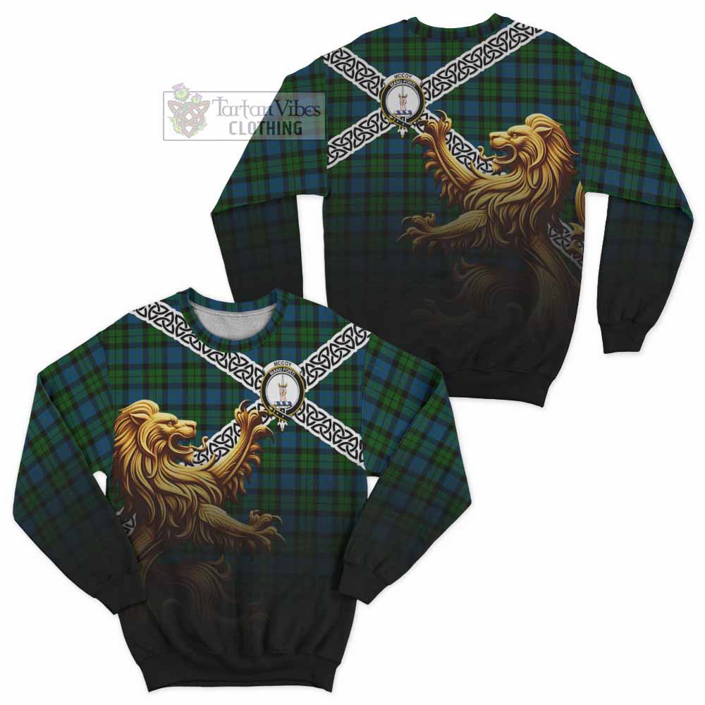 McCoy Crest Tartan Sweatshirt with Golden Lion Emblem Celtic Style - Tartan Vibes Clothing
