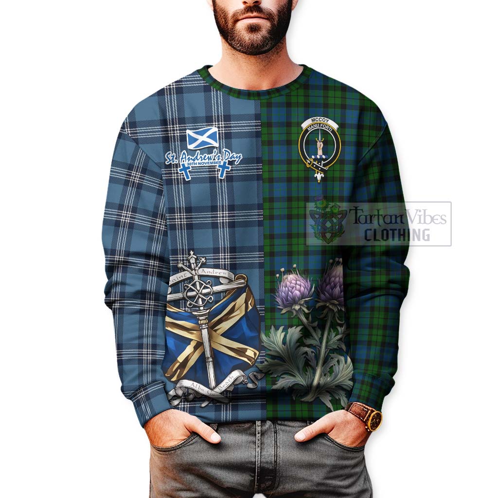 McCoy Tartan Sweatshirt Happy St. Andrew's Day Half Tartan Style - Tartan Vibes Clothing