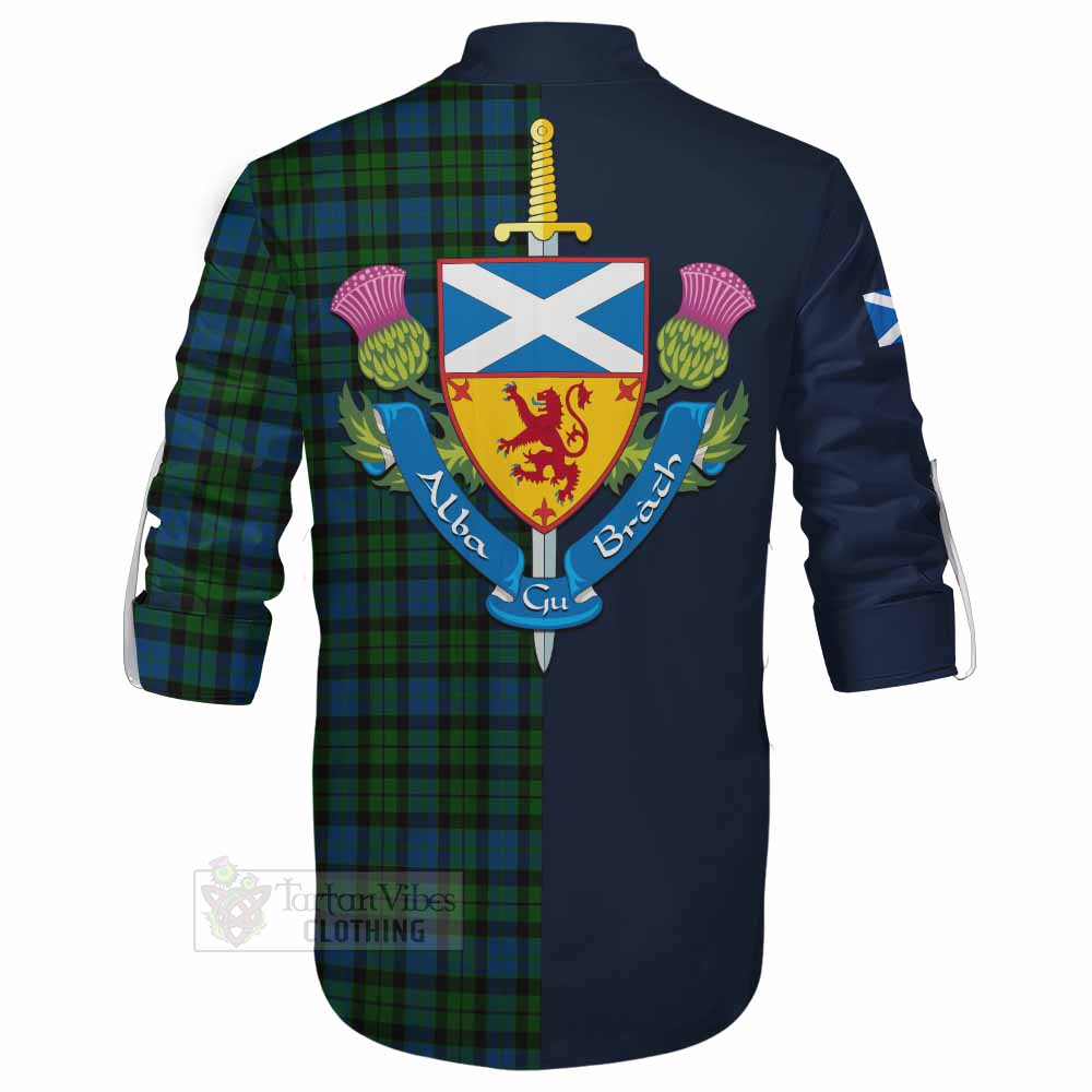 McCoy Tartan Ghillie Kilt Shirt Alba with Scottish Lion Royal Arm Half Style - Tartan Vibes Clothing