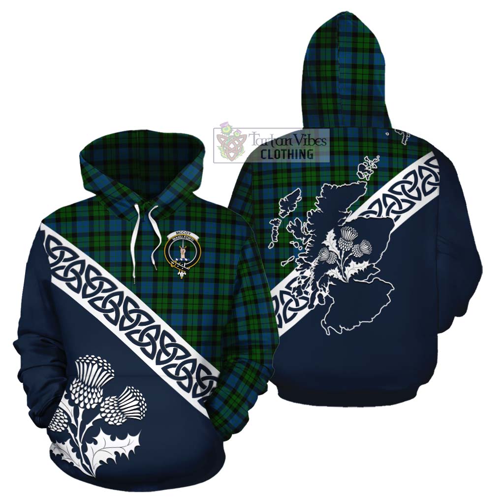 McCoy Tartan Cotton Hoodie Featuring Thistle and Scotland Map Zip Hoodie - Tartan Vibes Clothing