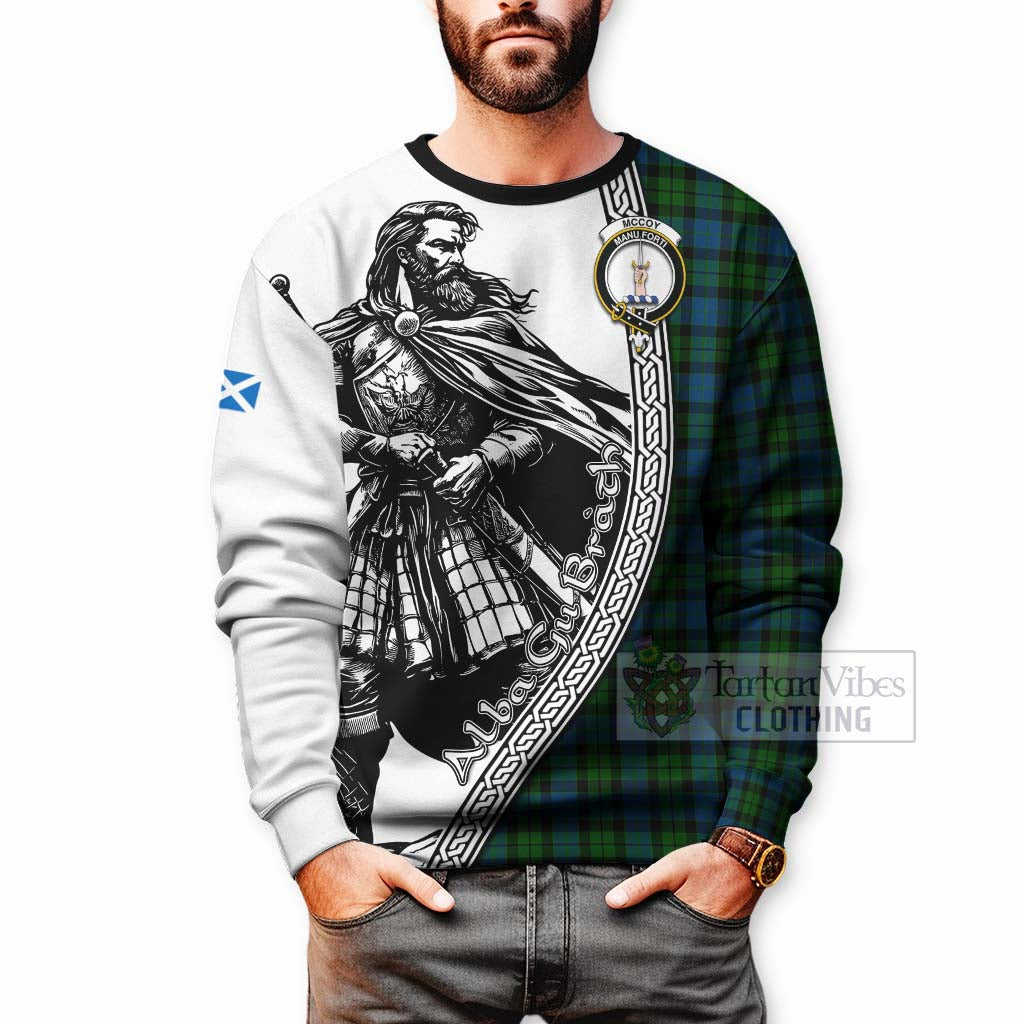 McCoy Tartan Clan Crest Sweatshirt with Highlander Warrior Celtic Style - Tartan Vibes Clothing
