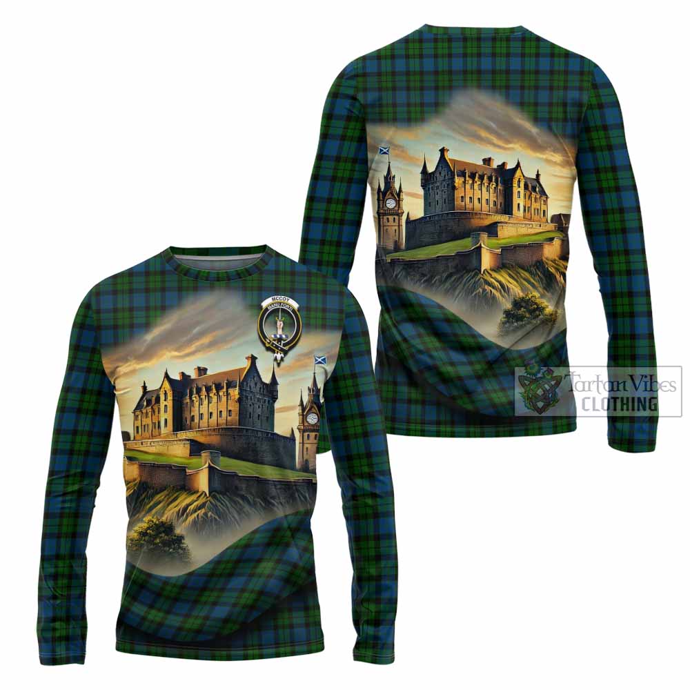 McCoy Tartan Family Crest Long Sleeve T-Shirt with Scottish Ancient Castle Style - Tartan Vibes Clothing