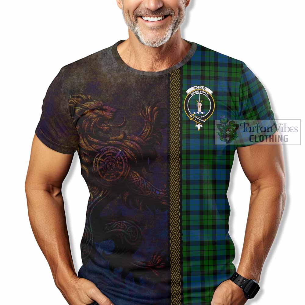 McCoy Tartan Family Crest T-Shirt Alba Gu Brath Be Brave Lion Ancient Style - Tartan Vibes Clothing