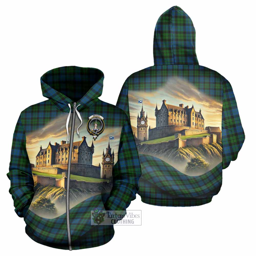 McCoy Tartan Family Crest Hoodie with Scottish Ancient Castle Style Zip Hoodie - Tartan Vibes Clothing