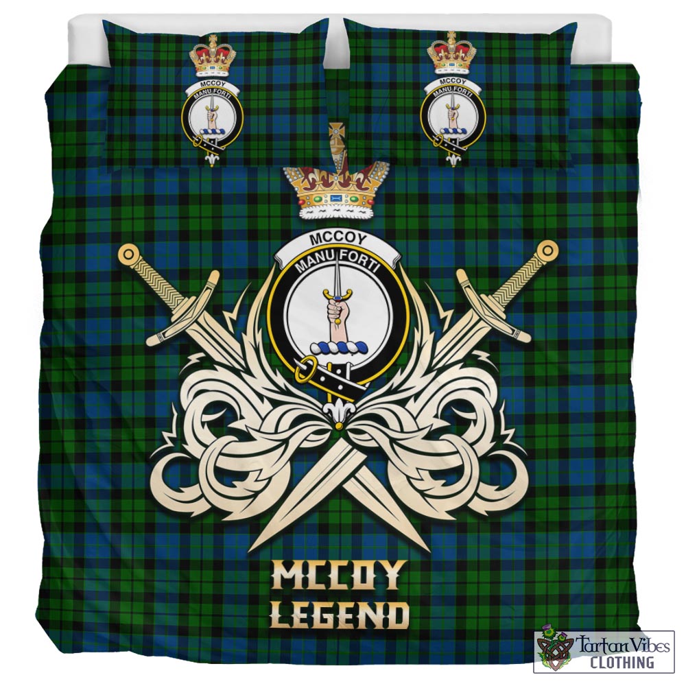Tartan Vibes Clothing McCoy Tartan Bedding Set with Clan Crest and the Golden Sword of Courageous Legacy