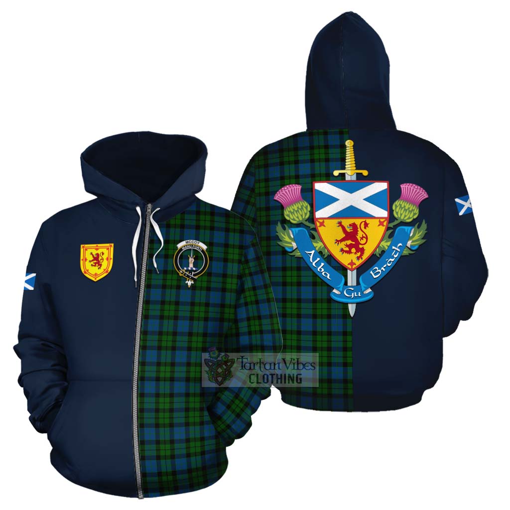 McCoy Tartan Cotton Hoodie Alba with Scottish Lion Royal Arm Half Style - Tartan Vibes Clothing