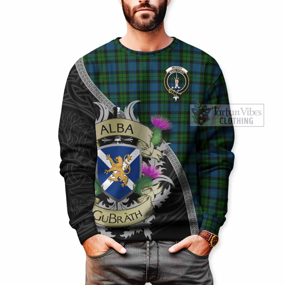 McCoy Tartan Family Crest Sweatshirt Lion Rampant Royal Thistle Shield Celtic Inspired - Tartan Vibes Clothing