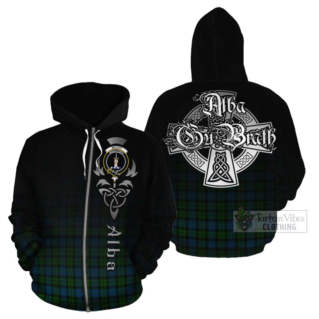 Tartan Vibes Clothing McCoy Tartan Cotton Hoodie Featuring Alba Gu Brath Family Crest Celtic Inspired