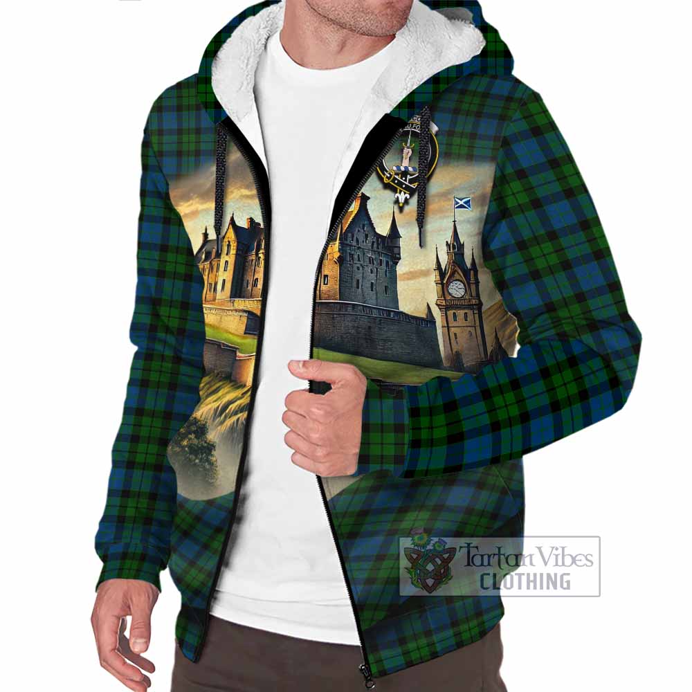 McCoy Tartan Family Crest Sherpa Hoodie with Scottish Ancient Castle Style - Tartan Vibes Clothing