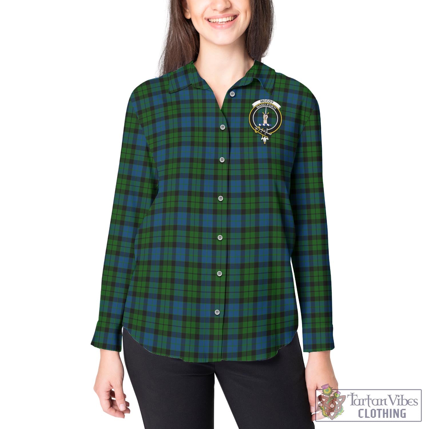 McCoy Tartan Women's Casual Shirt with Family Crest - Tartan Vibes Clothing