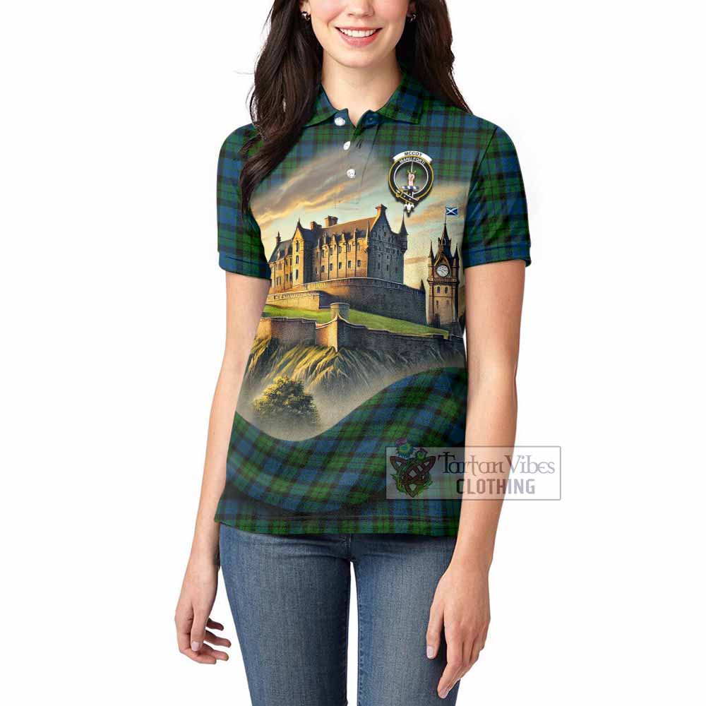 McCoy Tartan Family Crest Women's Polo Shirt with Scottish Ancient Castle Style - Tartan Vibes Clothing