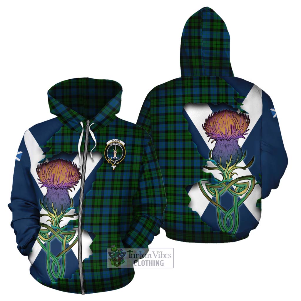 McCoy Tartan Family Crest Cotton Hoodie Scottish Thistle Celtic Inspired Zip Hoodie - Tartan Vibes Clothing