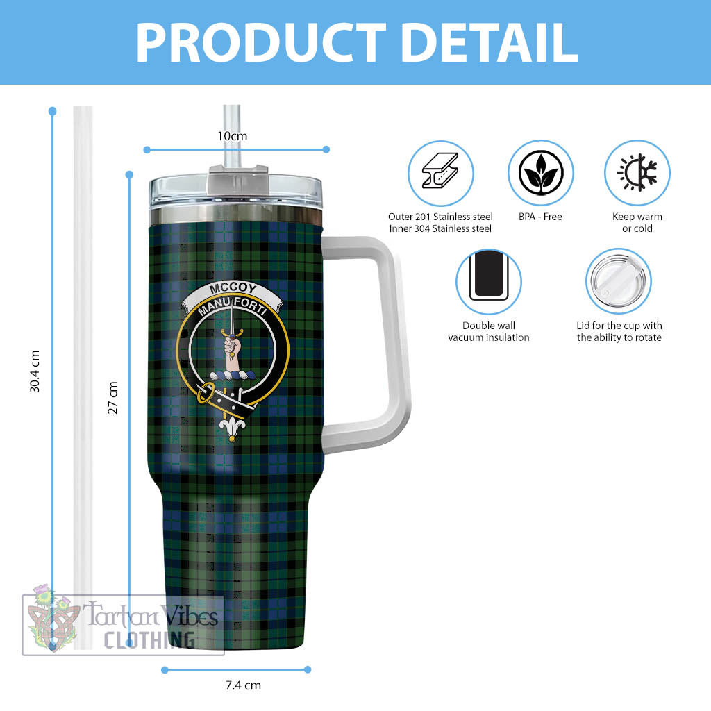 McCoy Tartan Tumbler with Handle with Family Crest - Tartan Vibes Clothing