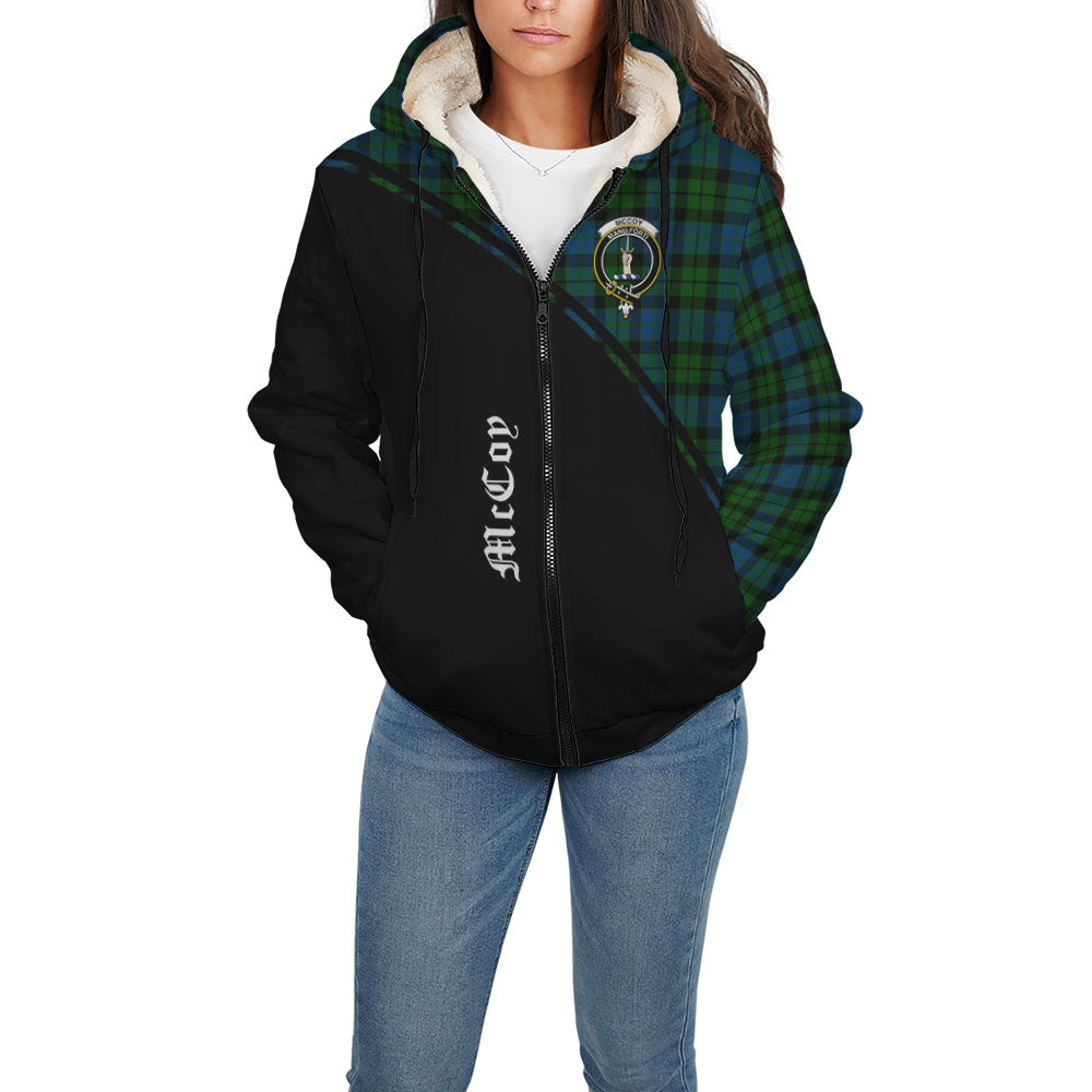 McCoy Tartan Sherpa Hoodie with Family Crest Curve Style - Tartan Vibes Clothing