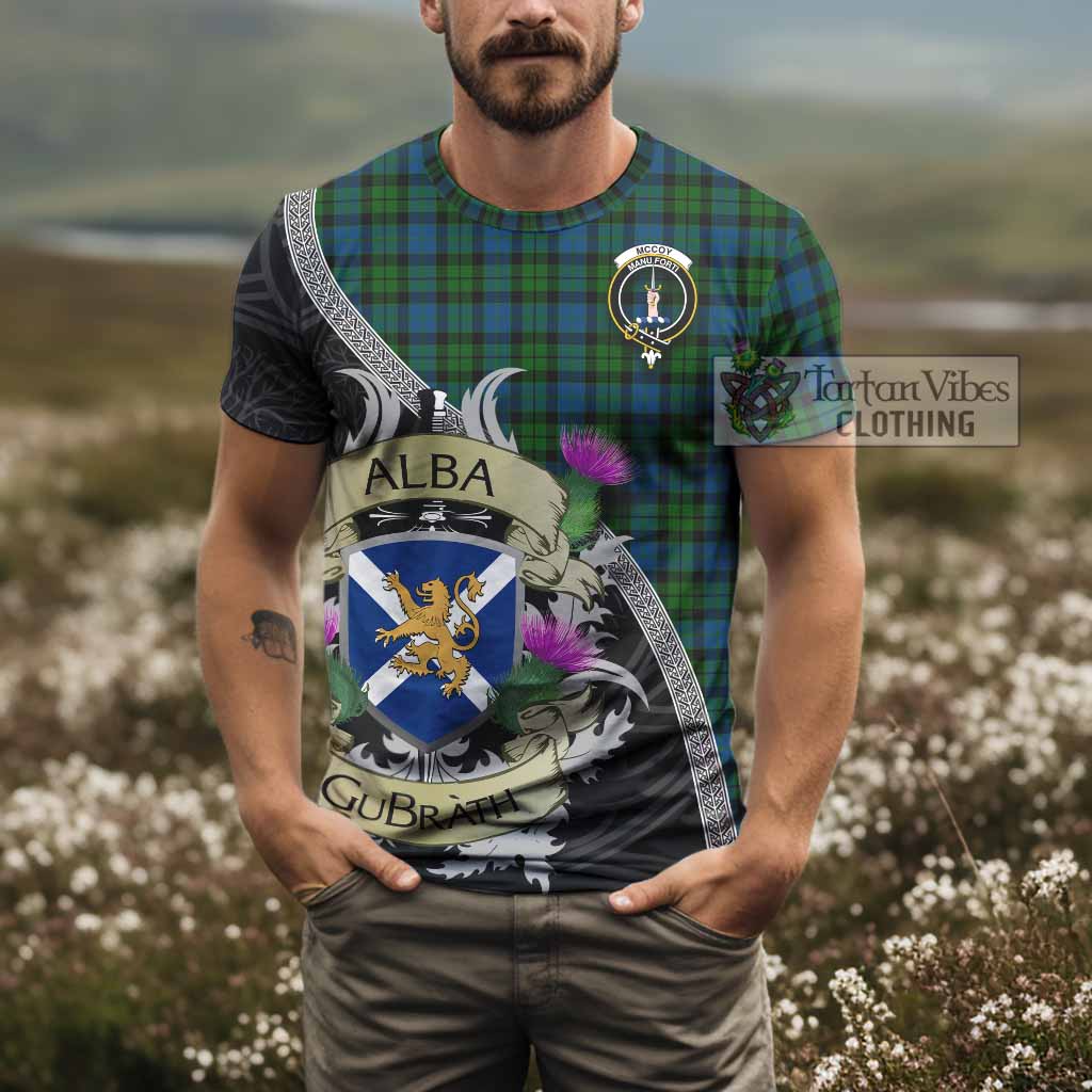 McCoy Tartan Family Crest T-Shirt Lion Rampant Royal Thistle Shield Celtic Inspired - Tartan Vibes Clothing