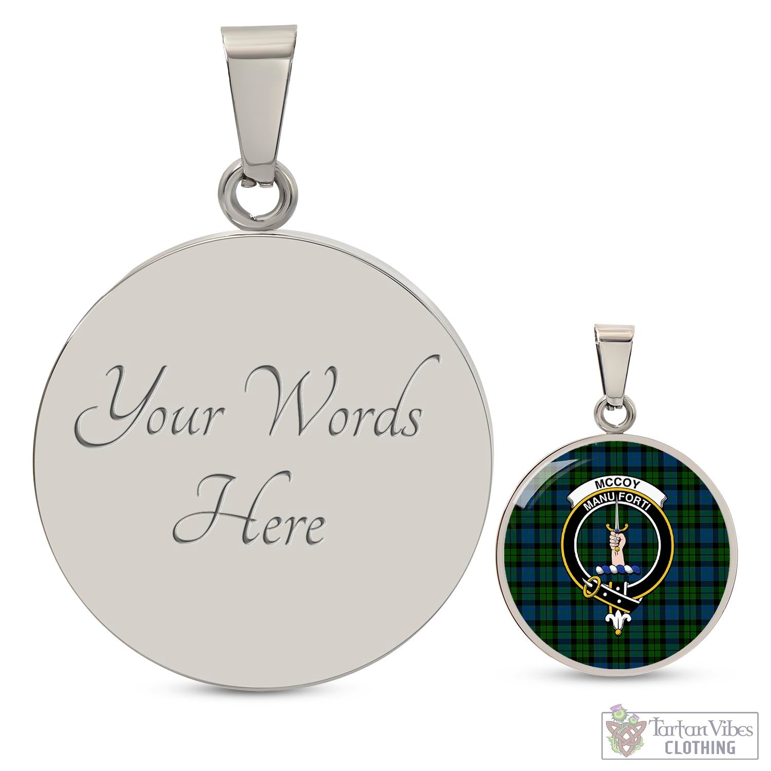 McCoy Tartan Circle Necklace with Family Crest Luxury Necklace (Silver) Yes - Tartan Vibes Clothing