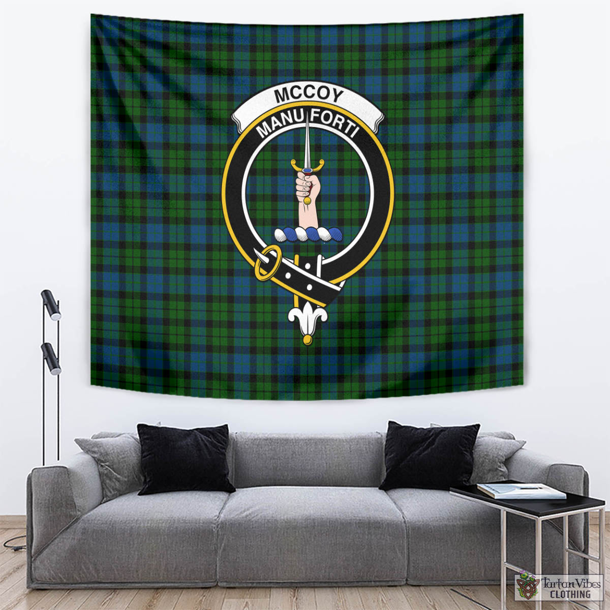 McCoy Tartan Tapestry Wall Hanging and Home Decor for Room with Family Crest - Tartan Vibes Clothing