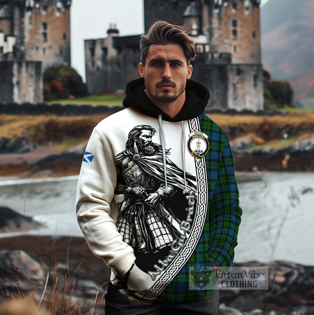 McCoy Tartan Clan Crest Cotton Hoodie with Highlander Warrior Celtic Style - Tartan Vibes Clothing