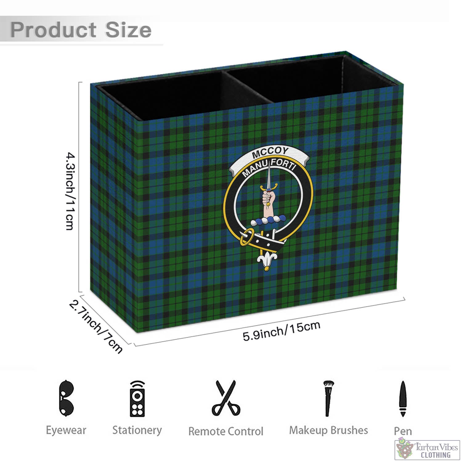 McCoy Tartan Pen Holder with Family Crest - Tartan Vibes Clothing