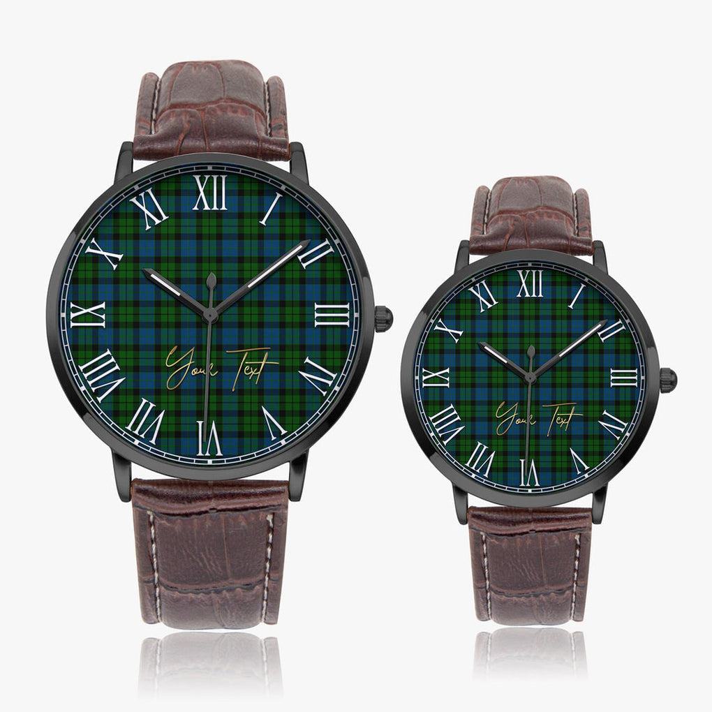 McCoy Tartan Personalized Your Text Leather Trap Quartz Watch - Tartan Vibes Clothing