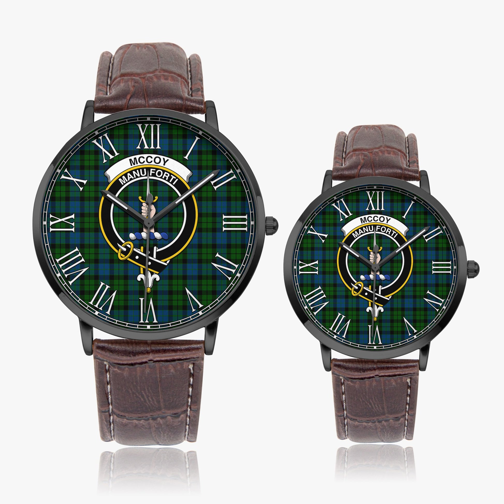 McCoy Tartan Family Crest Leather Strap Quartz Watch - Tartan Vibes Clothing