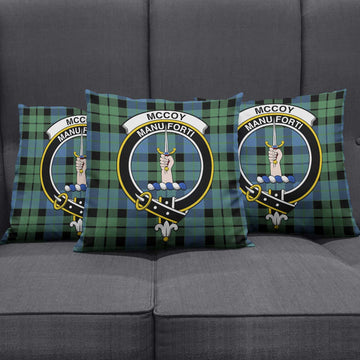 McCoy Ancient Tartan Pillow Cover with Family Crest Square Pillow Cover - Tartanvibesclothing