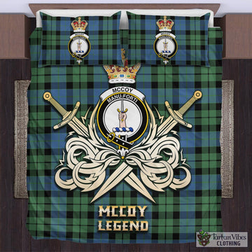McCoy Ancient Tartan Bedding Set with Clan Crest and the Golden Sword of Courageous Legacy