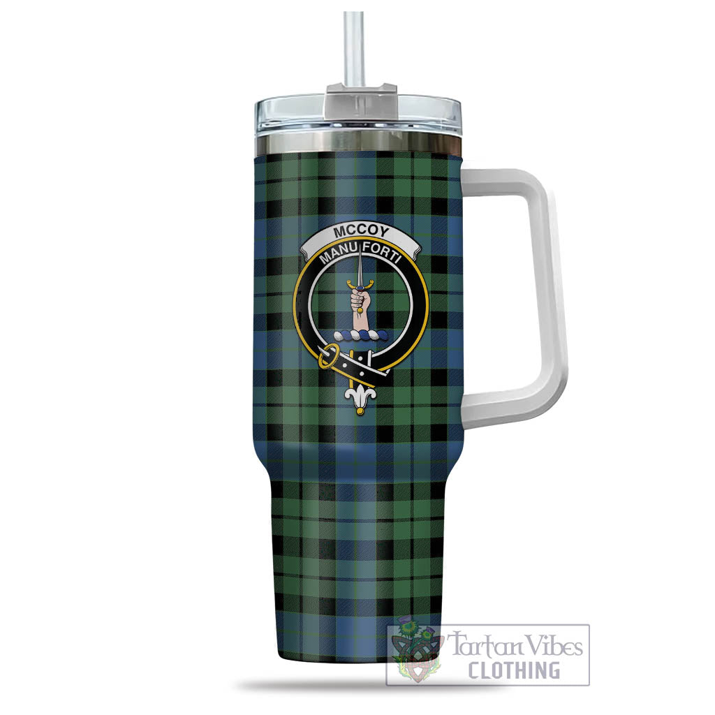 Tartan Vibes Clothing McCoy Ancient Tartan and Family Crest Tumbler with Handle