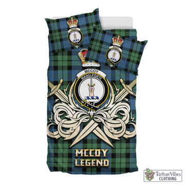 McCoy Ancient Tartan Bedding Set with Clan Crest and the Golden Sword of Courageous Legacy
