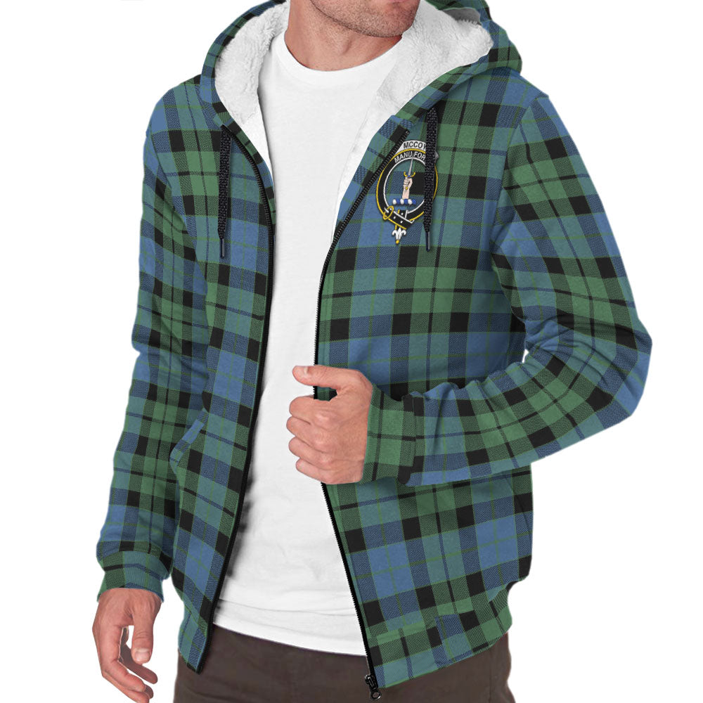 McCoy Ancient Tartan Sherpa Hoodie with Family Crest - Tartanvibesclothing