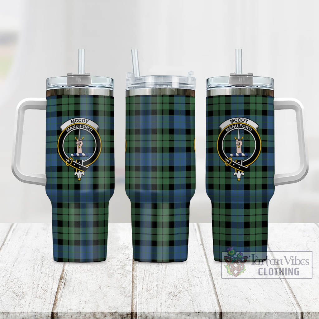 Tartan Vibes Clothing McCoy Ancient Tartan and Family Crest Tumbler with Handle