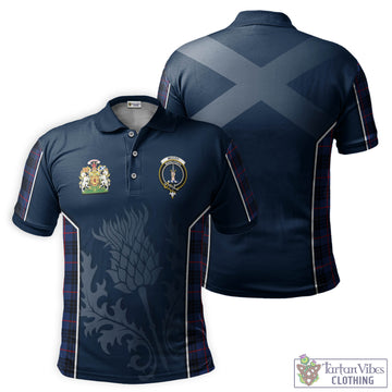 McCoy Blue Tartan Men's Polo Shirt with Family Crest and Scottish Thistle Vibes Sport Style
