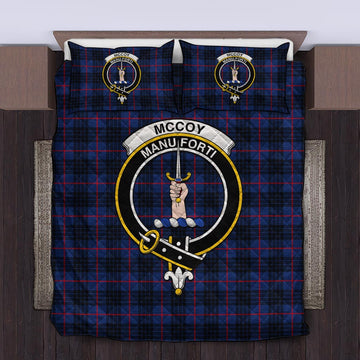 McCoy Blue Tartan Quilt Bed Set with Family Crest