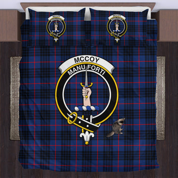 McCoy Blue Tartan Bedding Set with Family Crest