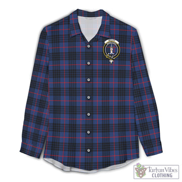McCoy Blue Tartan Womens Casual Shirt with Family Crest