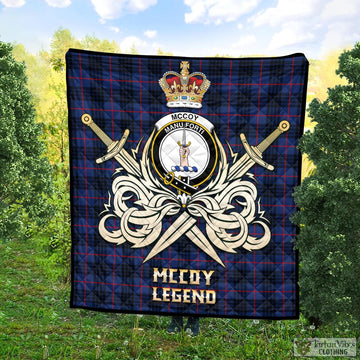 McCoy Blue Tartan Quilt with Clan Crest and the Golden Sword of Courageous Legacy