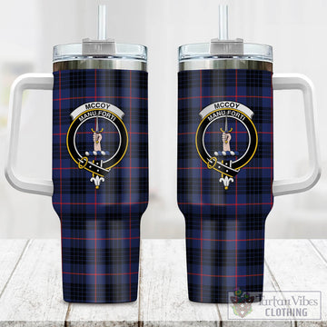McCoy Blue Tartan and Family Crest Tumbler with Handle