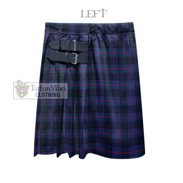 McCoy Blue Tartan Men's Pleated Skirt - Fashion Casual Retro Scottish Kilt Style