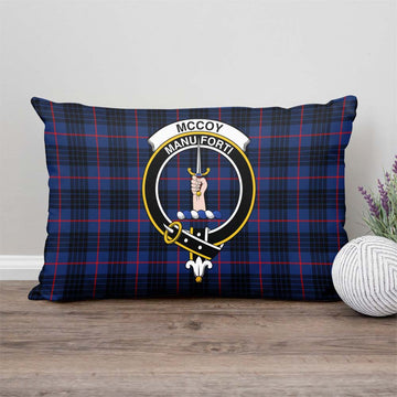 McCoy Blue Tartan Pillow Cover with Family Crest Rectangle Pillow Cover - Tartanvibesclothing