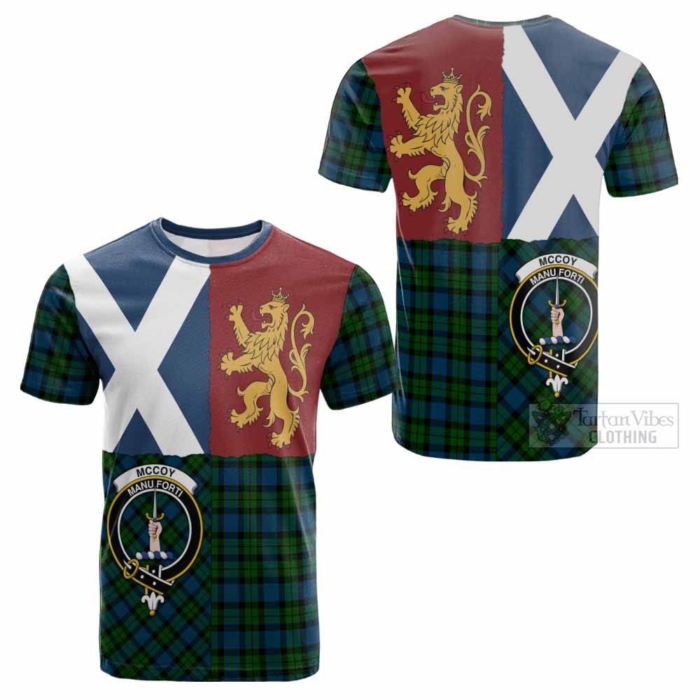McCoy Crest Tartan Cotton T-shirt with Lion Rampant Saltire Style - Tartan Vibes Clothing