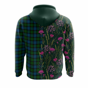 McCoy Family Crest Tartan Hoodie Scottish Thistle Flower Pattern Half Style - Tartan Vibes Clothing