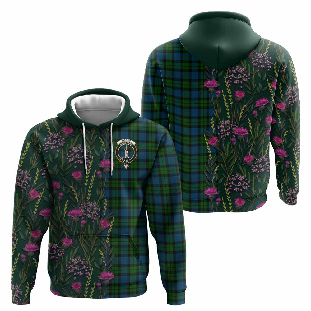 McCoy Family Crest Tartan Hoodie Scottish Thistle Flower Pattern Half Style - Tartan Vibes Clothing